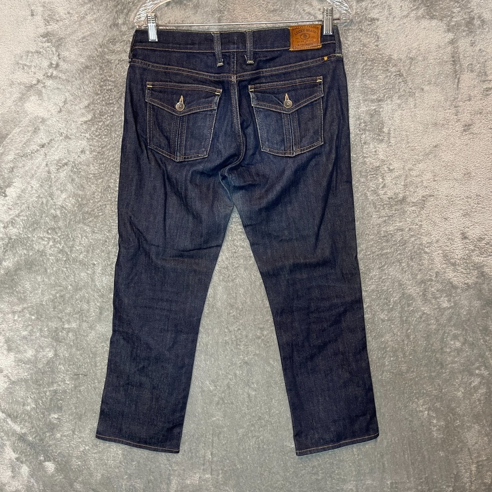 Lucky‎ Brand Women Janet Sweet N Straight Crop Jean Size 4 Dark Wash Flap Pocket